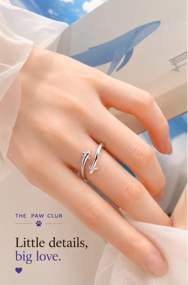 Dolphin Loop Ring - 925 Sterling Silver