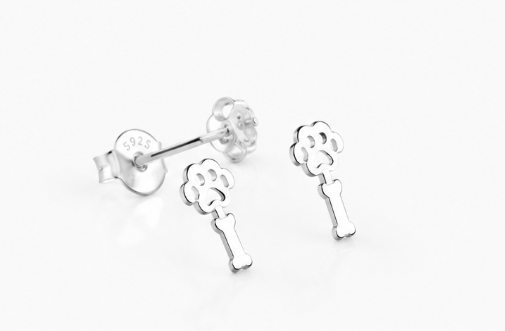 Dog & Bone Earring - 925 Sterling Silver