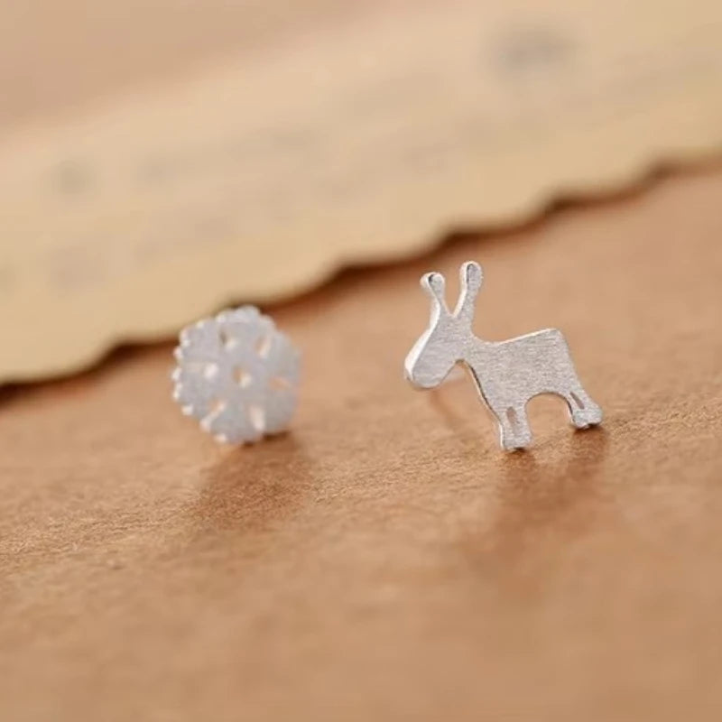 Snowflakes & Deer Earrings - 925 Sterling Silver
