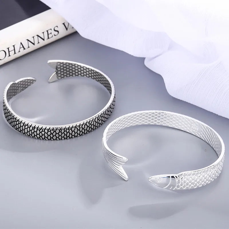Ocean Fish Cuff Bracelet – 925 Sterling Silver