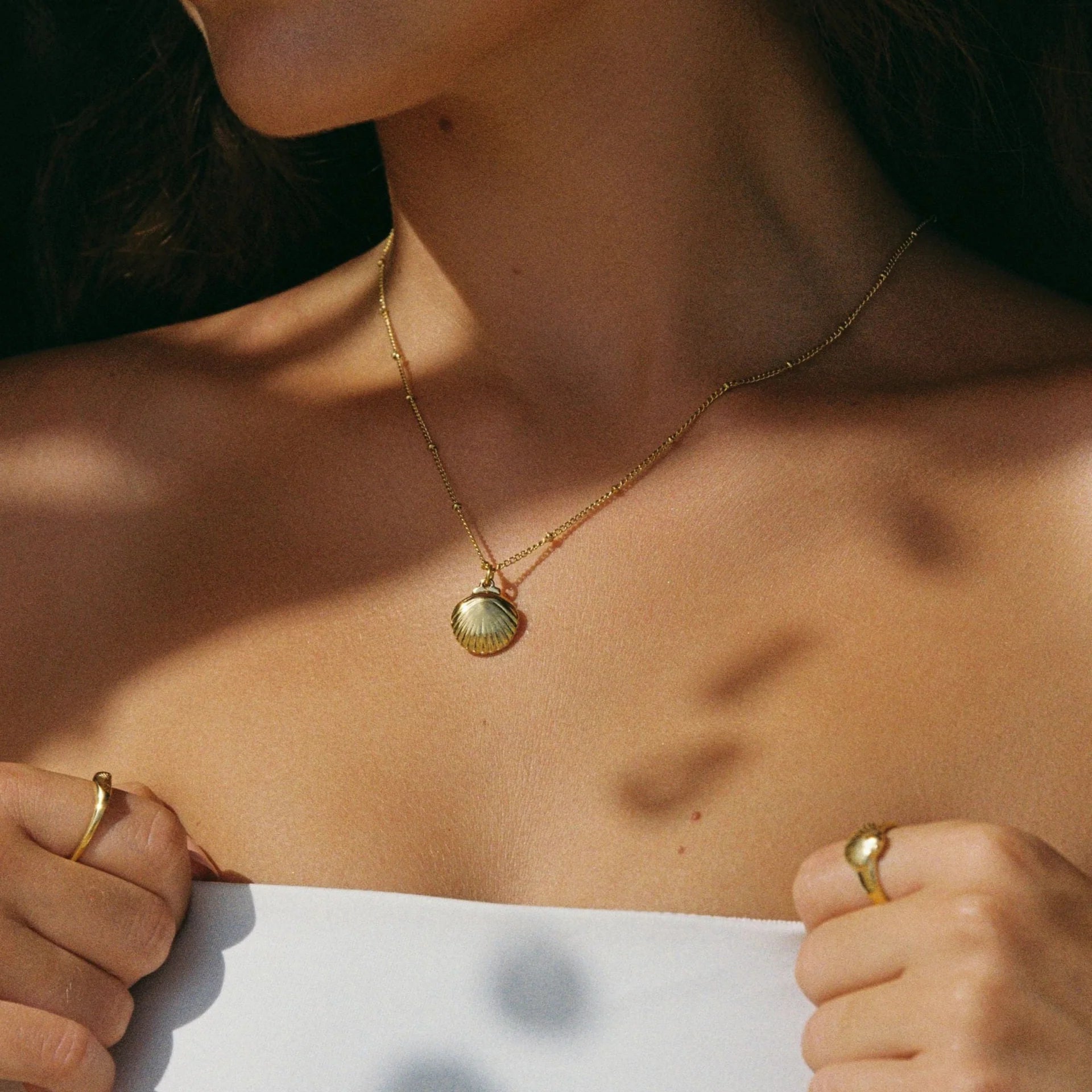 Seashell & Pearl Necklace β 925 Sterling Silver