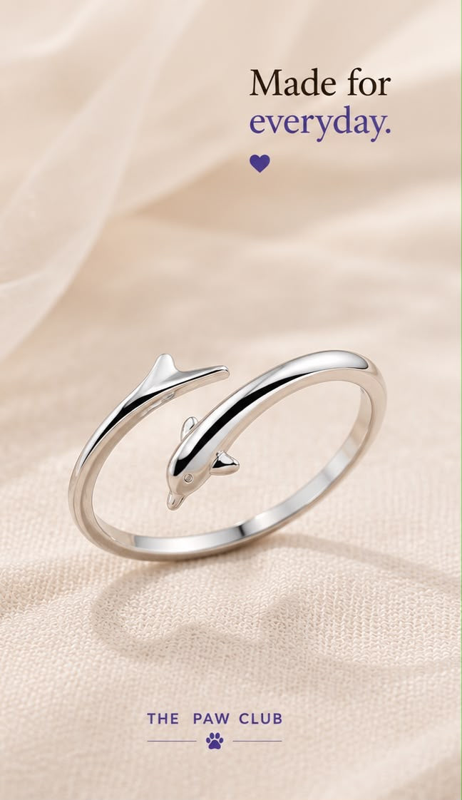Dolphin Loop Ring -  925 Sterling Silver
