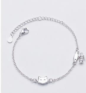 Cat & Fish - 925 Sterling Silver