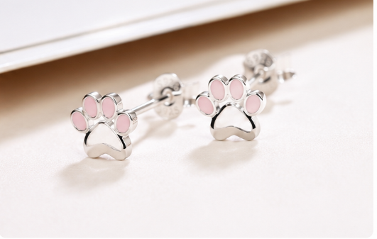 Pink Paw Earring - 925 Sterling Silver