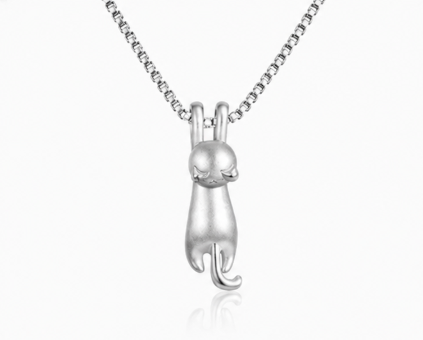The Holding Cat Necklace -  925 Sterling Silver