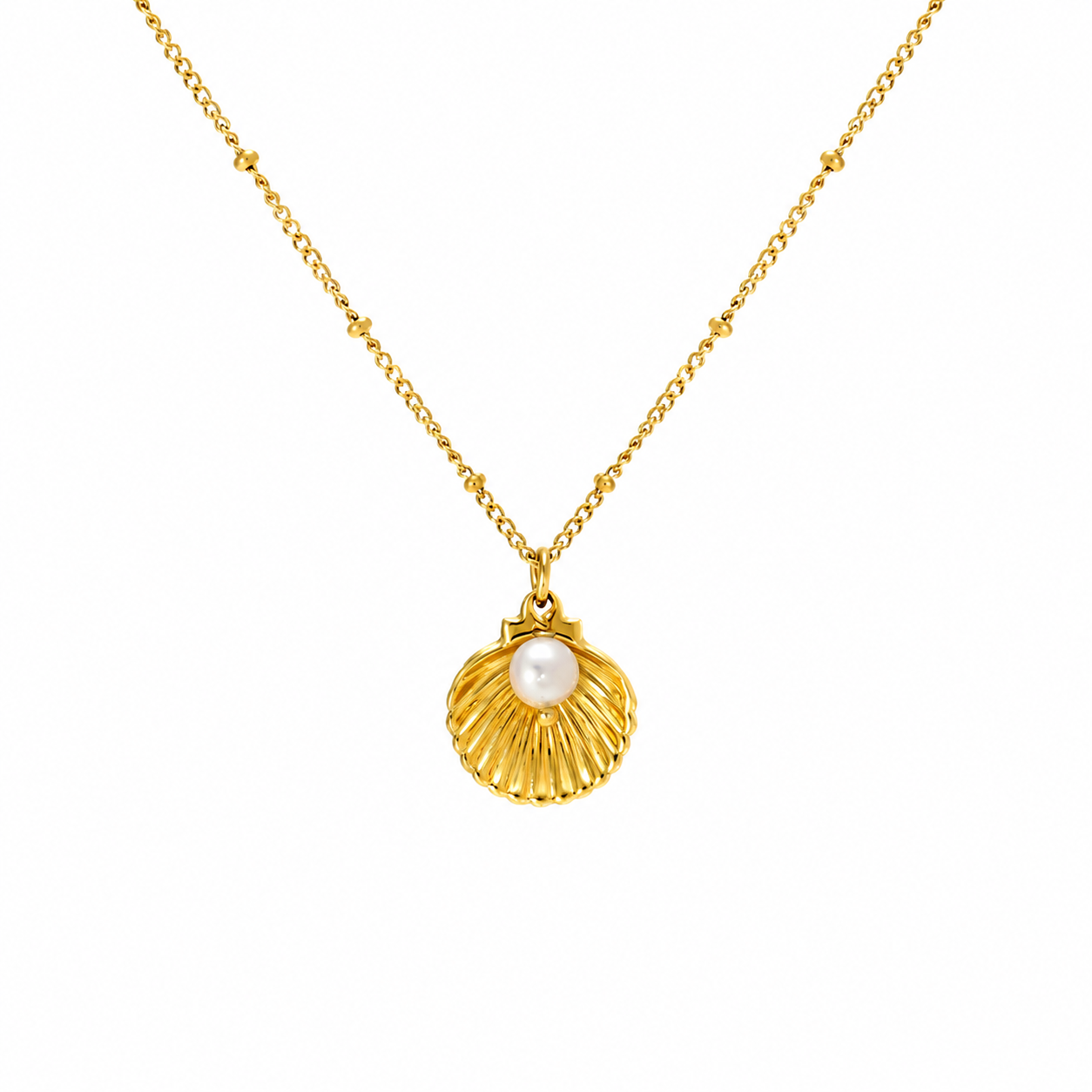 Seashell & Pearl Necklace – 925 Sterling Silver