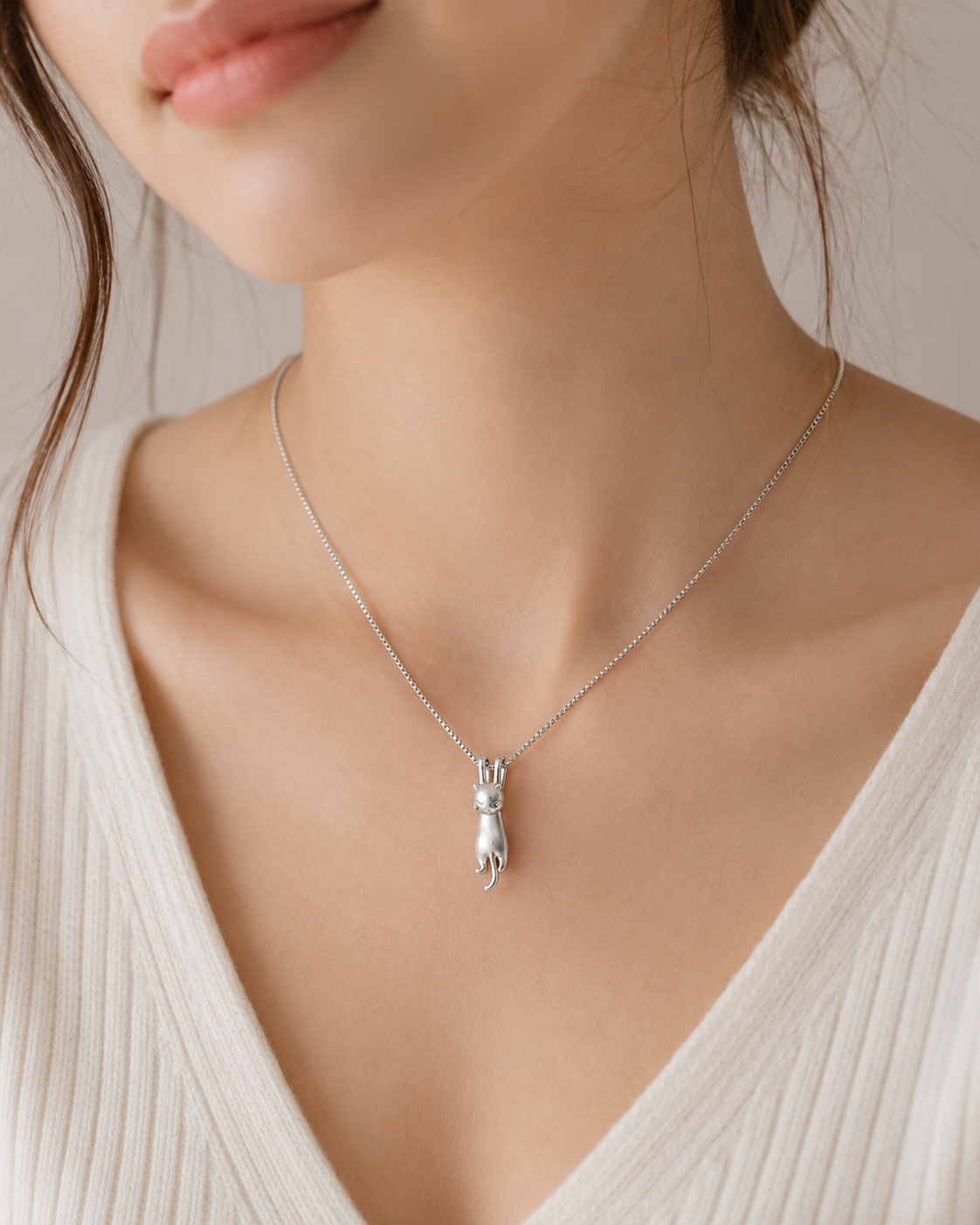 The Holding Cat Necklace -  925 Sterling Silver