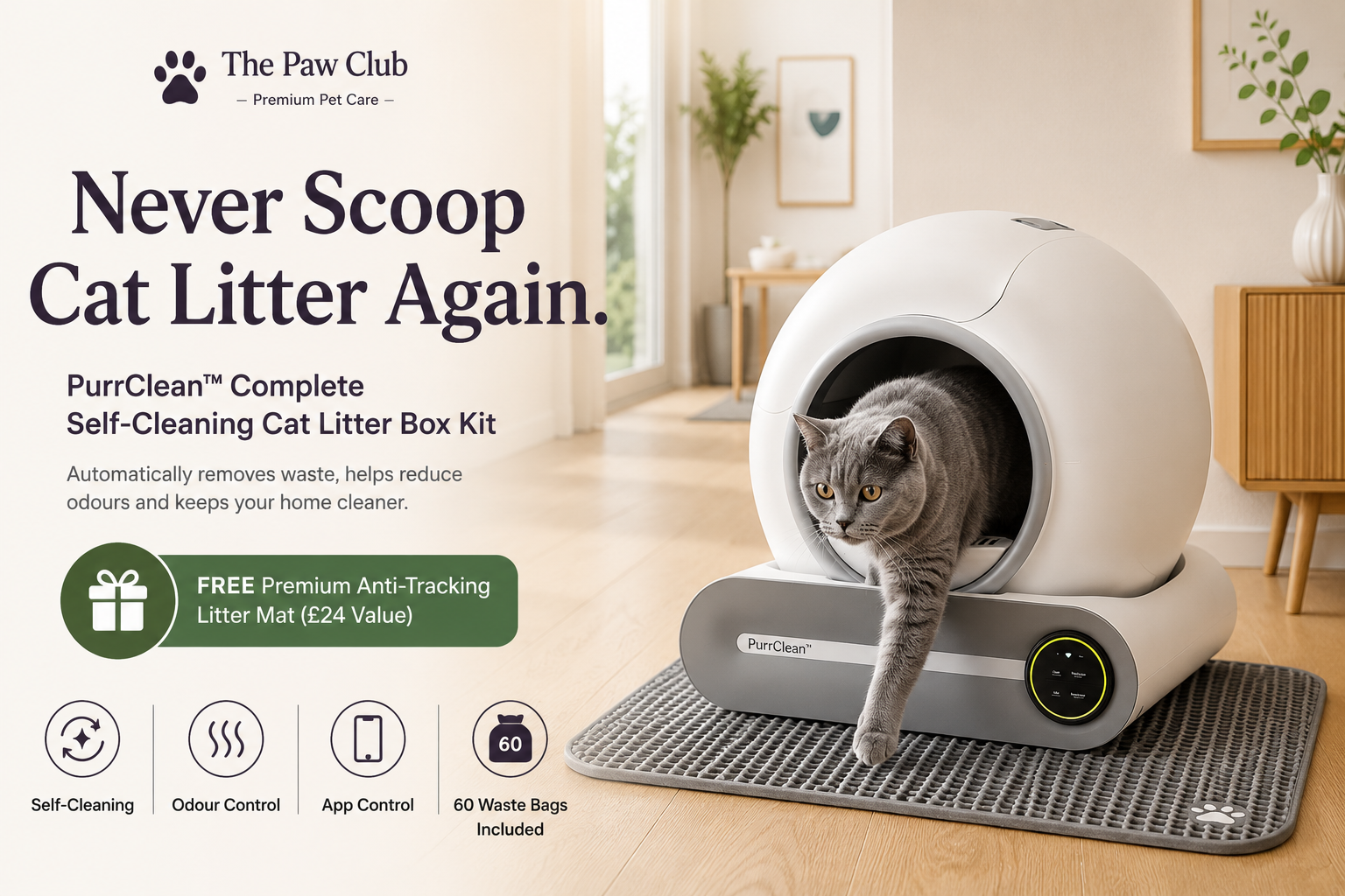 PurrClean™ Complete Self-Cleaning Cat Litter Box Kit