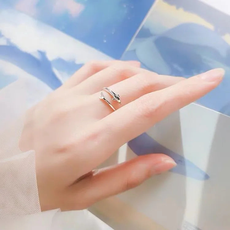 Dolphin Loop Ring -  925 Sterling Silver