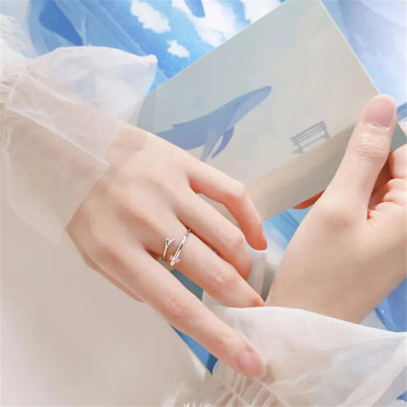 Dolphin Loop Ring -  925 Sterling Silver