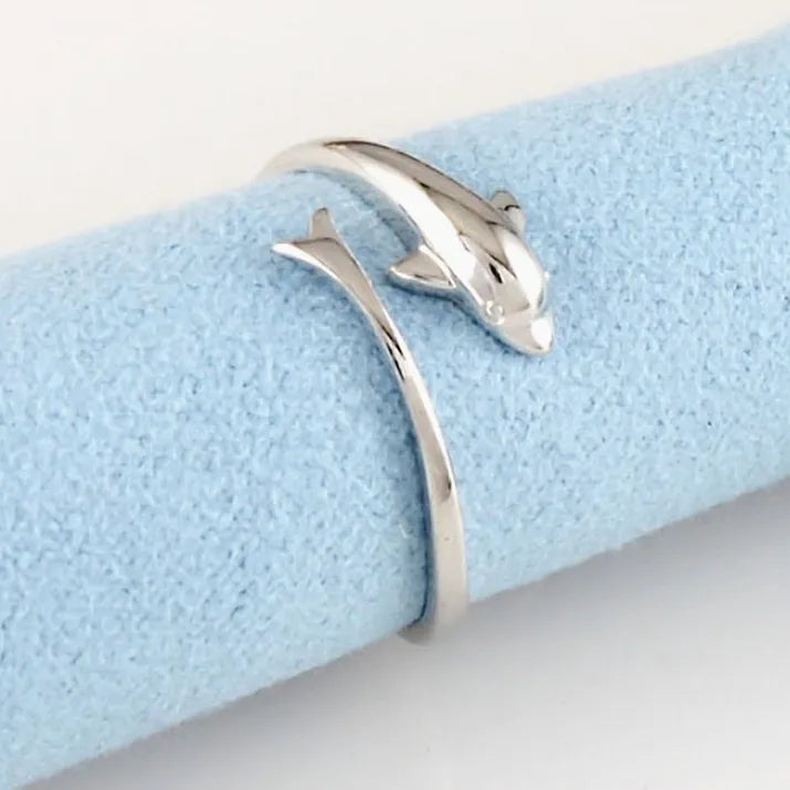 Dolphin Loop Ring -  925 Sterling Silver