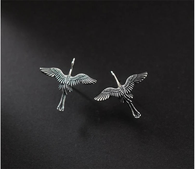 Flying Crane Earrings - 925 Sterling Silver