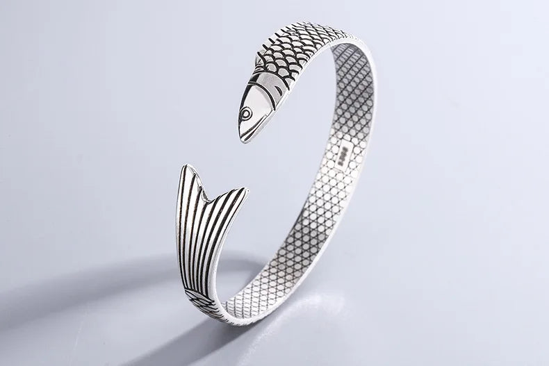 Ocean Fish Cuff Bracelet – 925 Sterling Silver