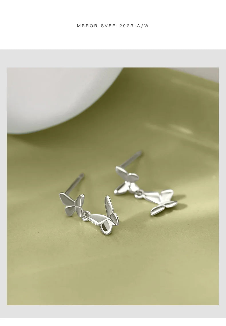 Double Butterfly Earrings - 925 Sterling Silver