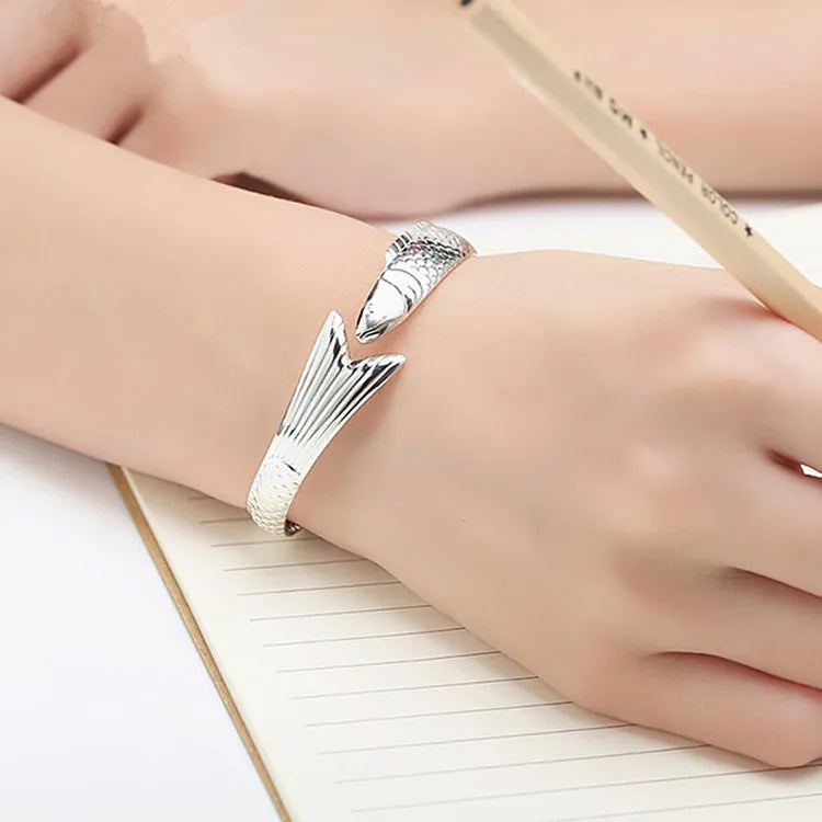 Ocean Fish Cuff Bracelet – 925 Sterling Silver