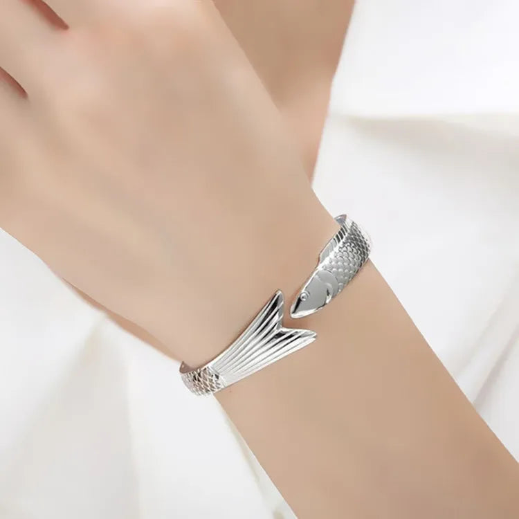 Ocean Fish Cuff Bracelet – 925 Sterling Silver