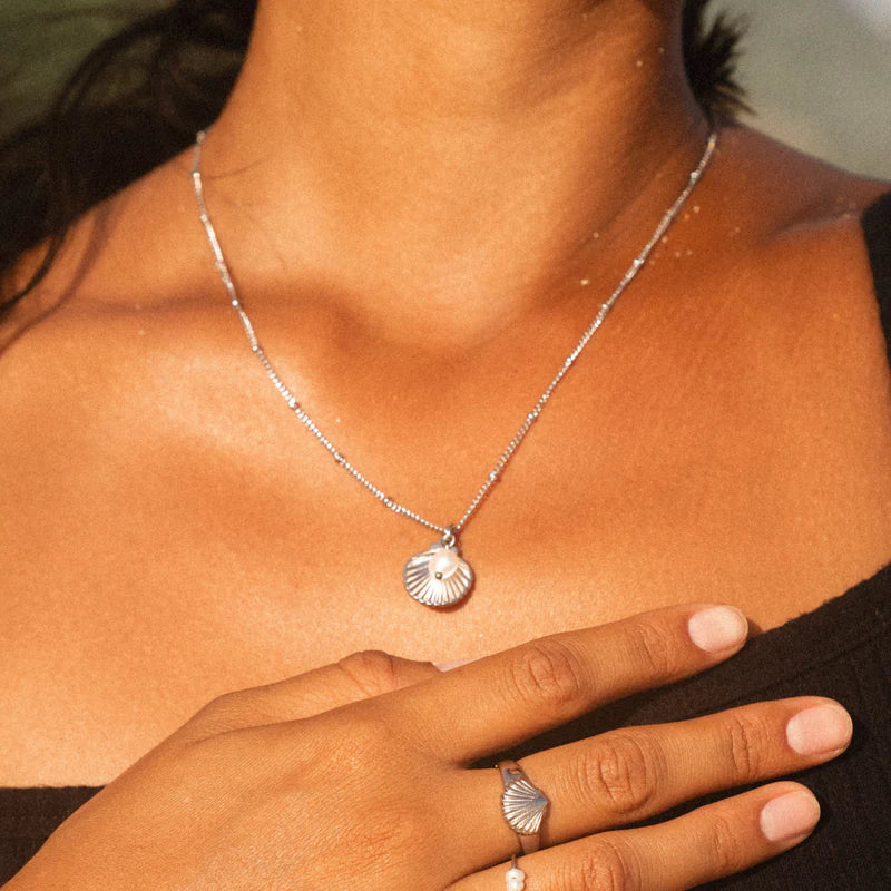 Seashell & Pearl Necklace – 925 Sterling Silver