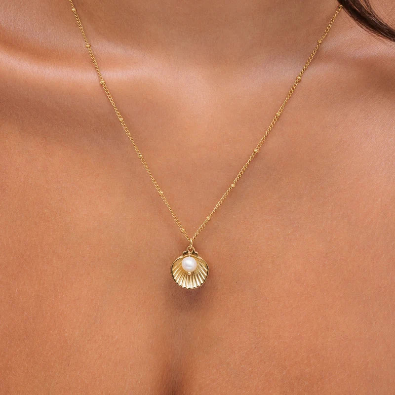 Seashell & Pearl Necklace – 925 Sterling Silver